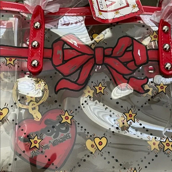 Brighton Red and Gold Heart-Pattern Tote - Picture 4 of 10